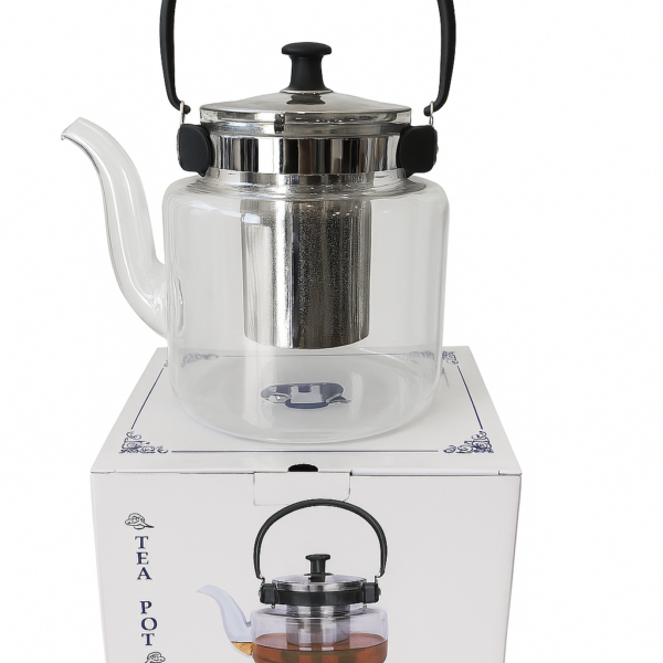 إبريق شاي زجاجي بسعة 800 مل مع فلتر ستانلس ستيل ومقبض مقاوم للحرارة