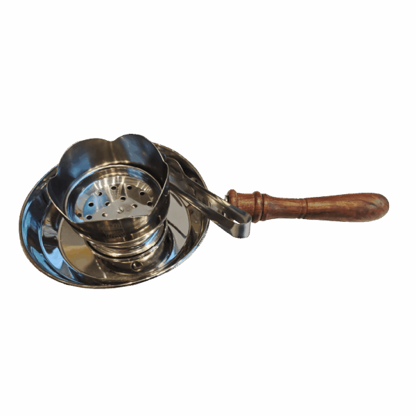 مبخرة فحم وبخور ستانلس ستيل بيد خشبية – آمنة وسهلة الاستخدام